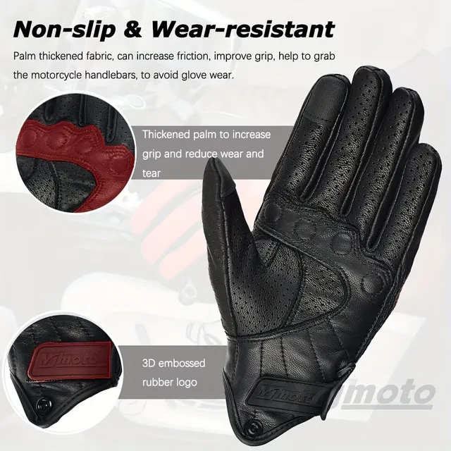 Summer on two wheels with wind in the hair: Breathable leather gloves with holes Mjmoto - Cool grip, maximum protection