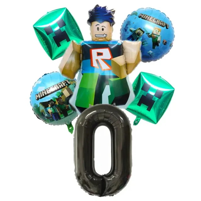 Stylish set of birthday balloons in the performance of popular characters from Minecraft