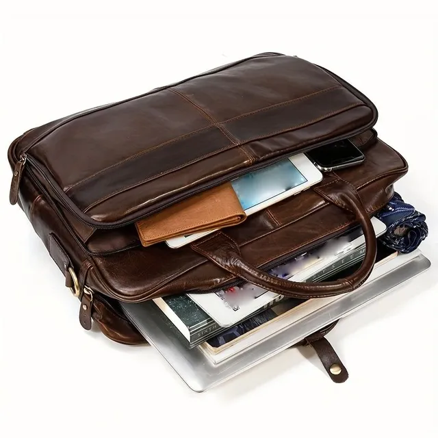 Men's briefcase Z Right Beef Leather, Business Bag On Notebook, Work Bag Over Shoulder