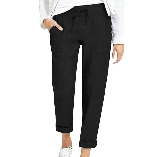 Women's high waist and pocket drawers - loose and casual long trousers for women