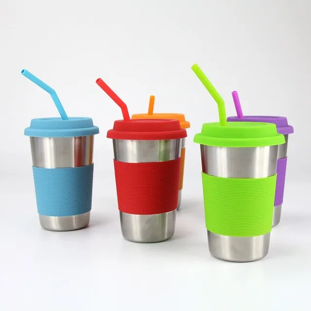 Silicone straw with brush 6 pcs