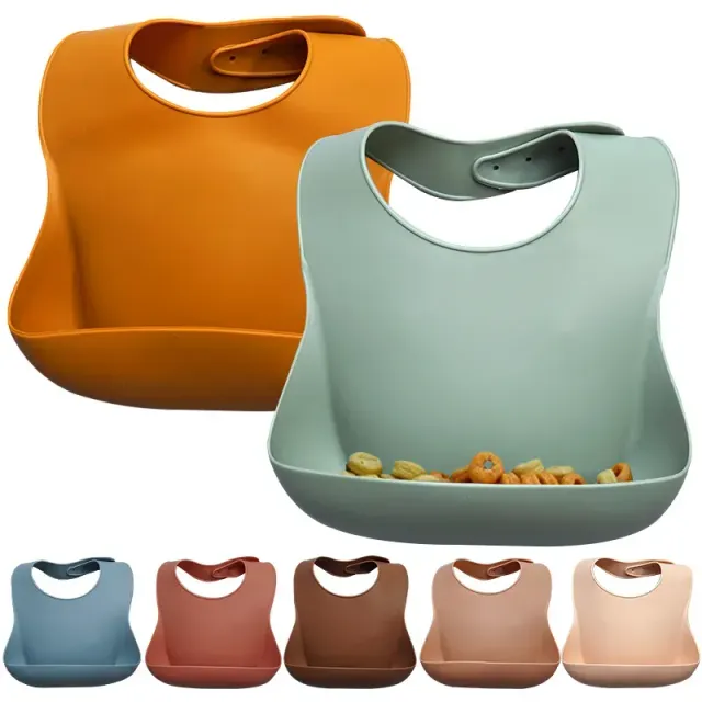 Insoluble modern monocolor silicone bib for toddlers - More Colors