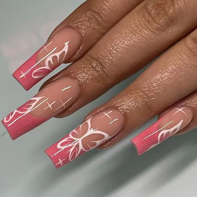 Estetyczne długie paznokcie akrylowe Sticky Nails Sticker Makeup Fashion Fits