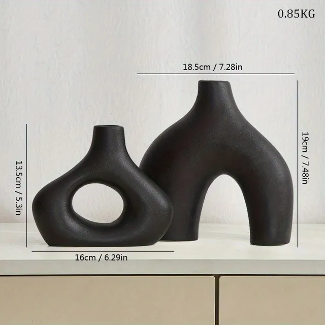 Ceramic vases, 2 pcs, abstract shapes, minimalist style, Nordic design, decorative, modern art