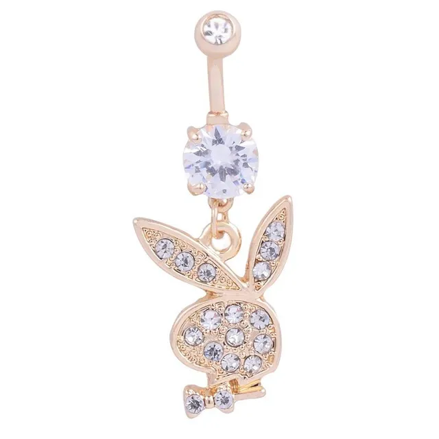 Fashion belly button piercing with Playboy bunny hanging ornament