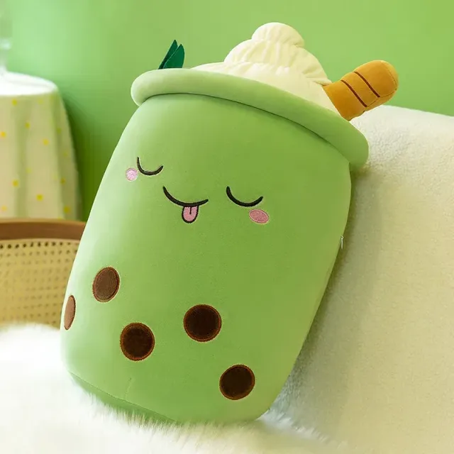 Teddy pillow shaped cup with bubble tea with milk - cute gift for children