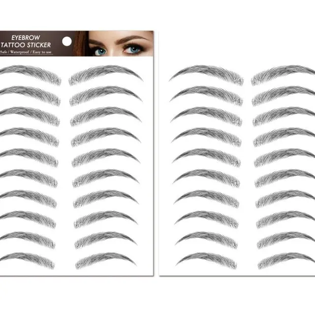 Timeless set of temporary tattoos in the shape of eyebrows - several variants of shades and shapes