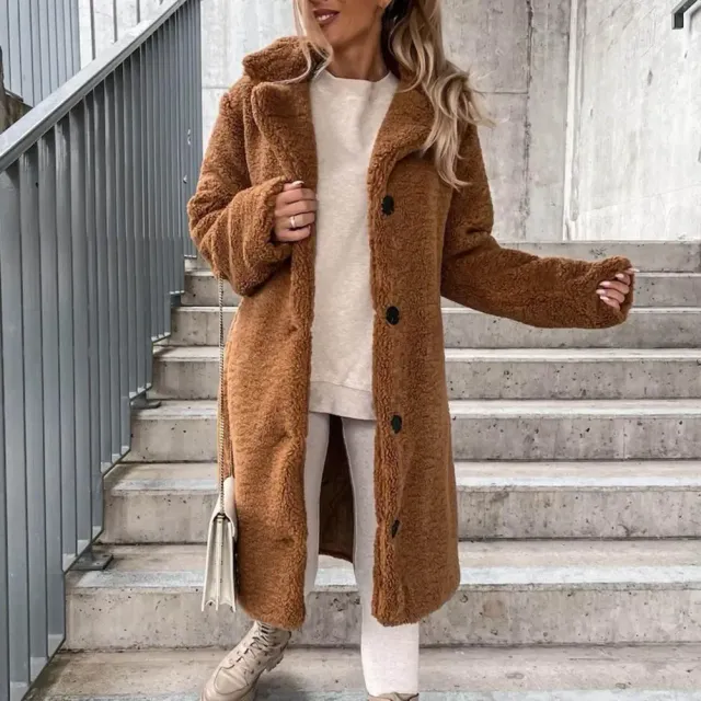 Trench en peluche pour femme - Automne-Hiver à manches longues