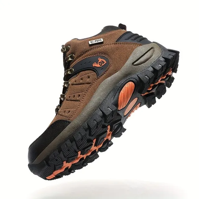 Men's fashionable and durable trekking shoes with laces, comfortable shoes with anti-slip sole for men's outdoor activities