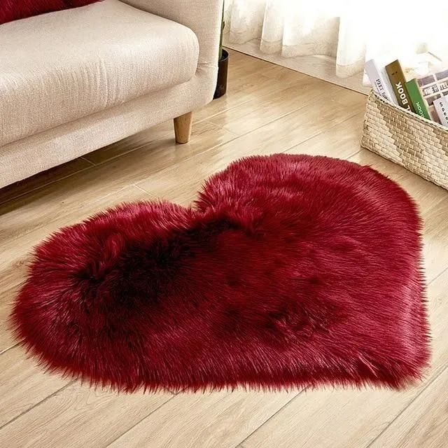 Hairy carpet in the shape of a heart