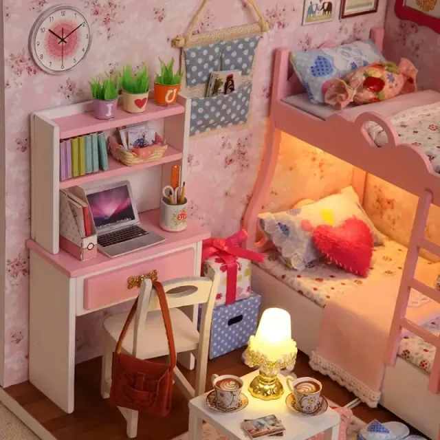 Dievčenská izba Spálňa Domov Dekorácia Puzzle Trojrozmerné