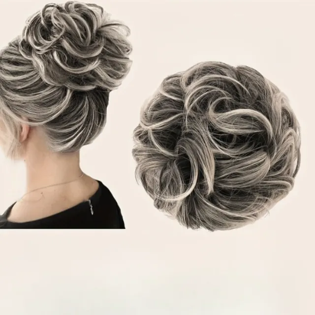 Gorgeous tousled bun - hair clip with curly extensions