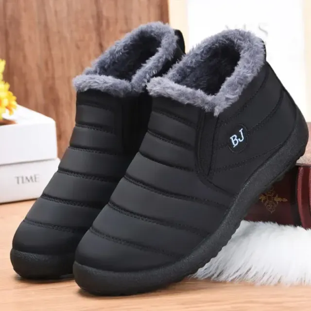 Women's winter boots - short waterproof snow boots with fur