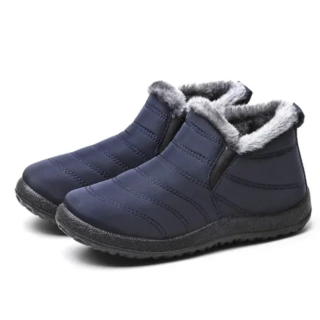 Women's winter boots - short waterproof snow boots with fur