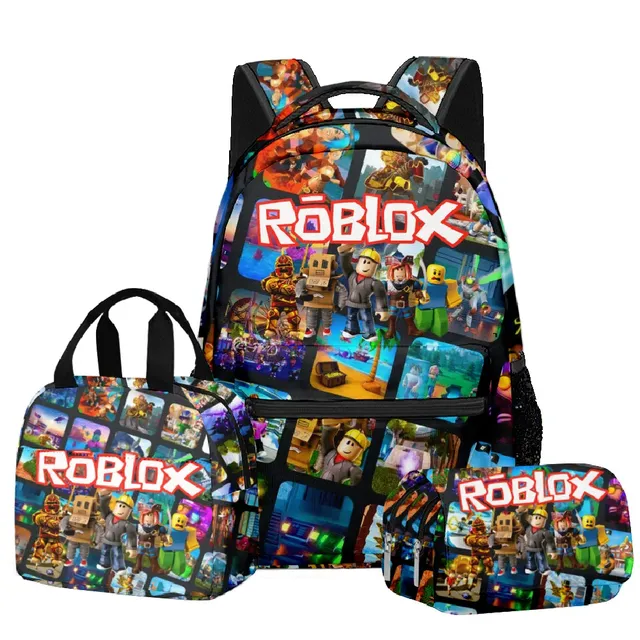 Stylish school set for children - Backpack, pencil case, lunch bag in various Roblox motifs