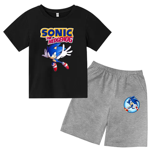 Set sportiv pentru copii cu imprimeu Sonic Hedgehog - șort + tricou