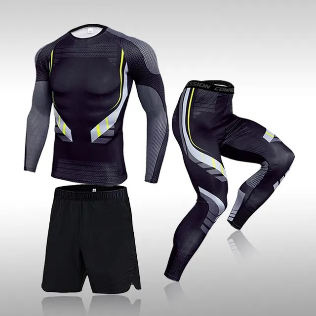 Men's modern set of sports compression clothing with shorts