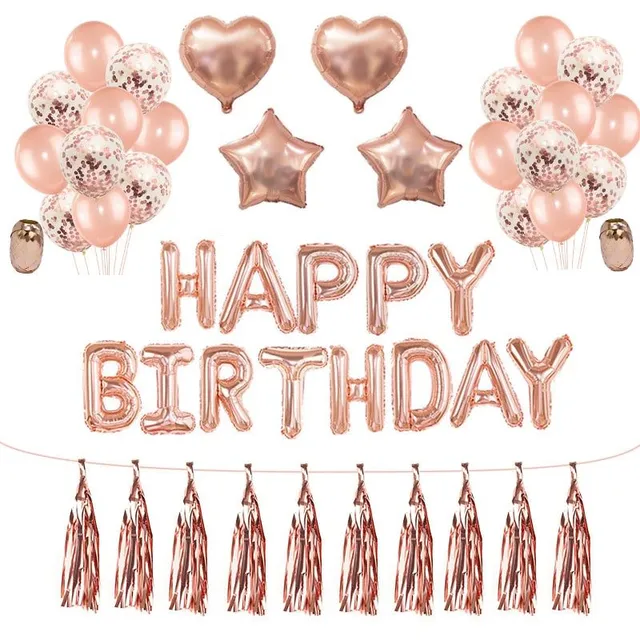 Rose Gold Big Birthday Balloon Set