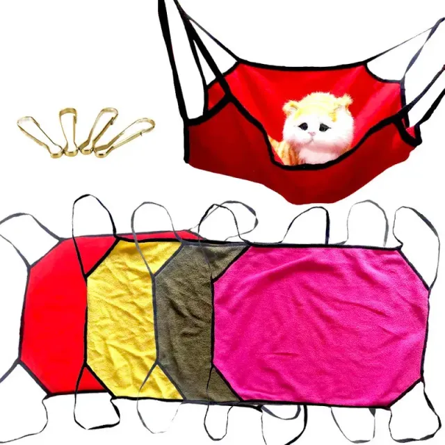 Textilní hamaka pro kočky - více barev, ideální místo pro odpočinek, spony pro uchycení