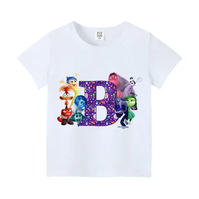 T-shirt enfant à manches courtes avec impression de lettres et personnages du film Vice-Versa 2 - Inside Out 2