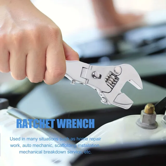 5v1 ratchet adjustable wrench with 180° tilting adjustable torque wrench with swivel head