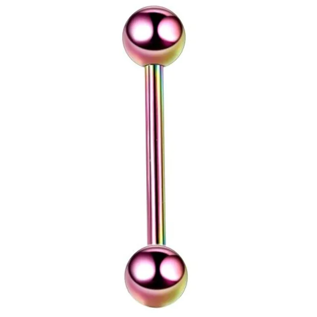 Tongue piercing in the shape of a dumbbell