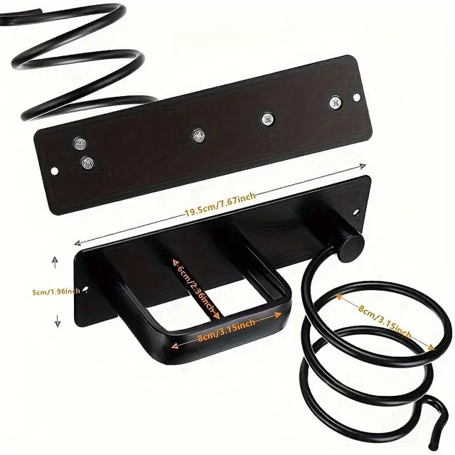 1pc Hairdryer holder, wall storage stand for hairdryer - with cable hook