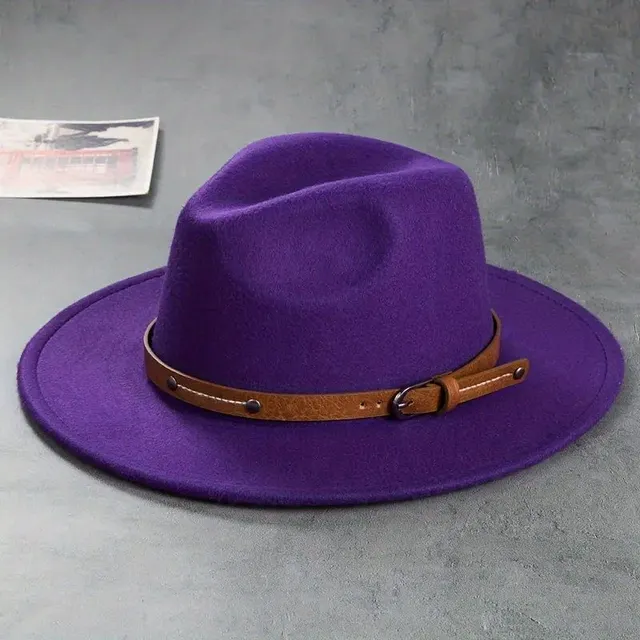 Stylový pásek Dekor Kšiltovka Fedora Unisex Jednobarevný Jazzový klobouk Ležérní Teplý plstěný klobouk Slunečník Západní kovbojské klobouky Na cesty venku