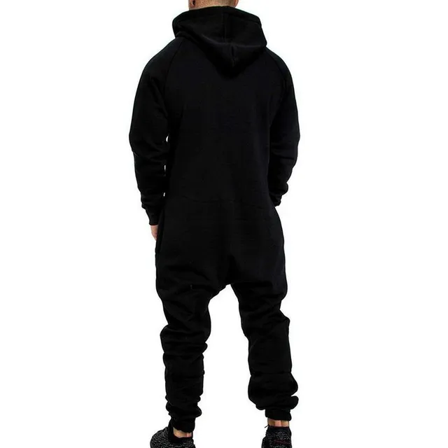 Men's solid colour zipped jumpsuit