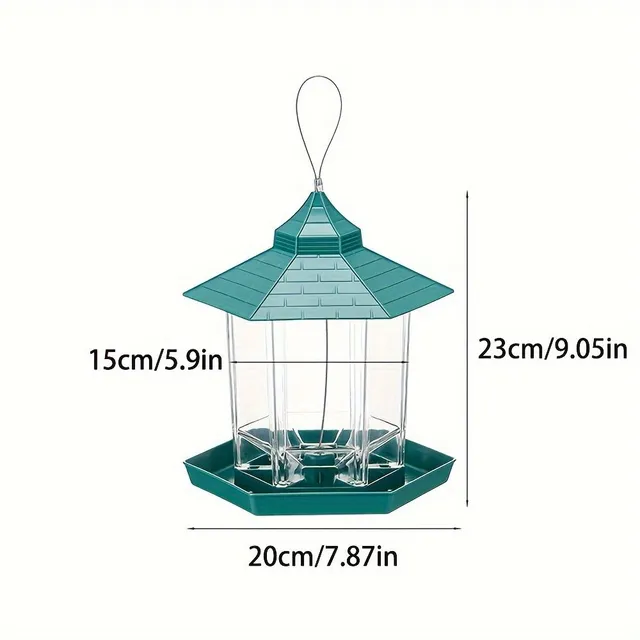 Automatic bird feeder, hanging, plastic