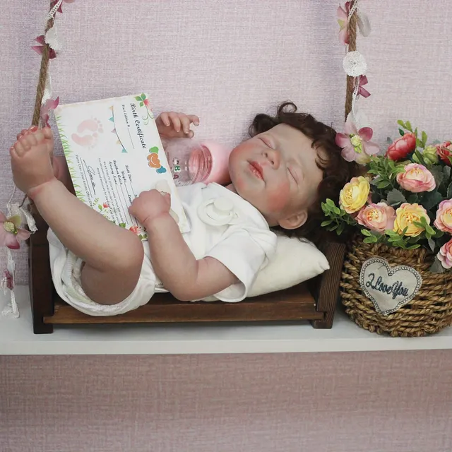 Doll Reborn - 45 cm, boy, soft cell silicone body, realistic 3D skin painting with veins, closed eyes