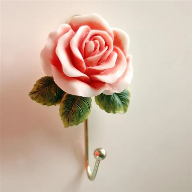 Decorative hooks with rose 2 pcs