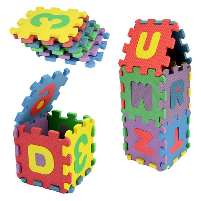 LURECOM Penové puzzle s vyberateľnými číslami a písmenami - MIX 36 Ks