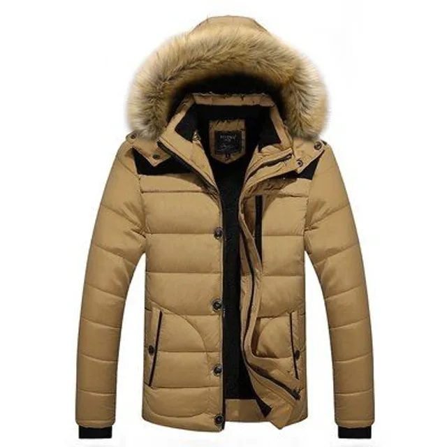 Men's luxury jacket with fur Nero-X3