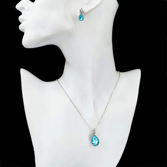 Luxusný ženský náhrdelník + náušnice - Modrá