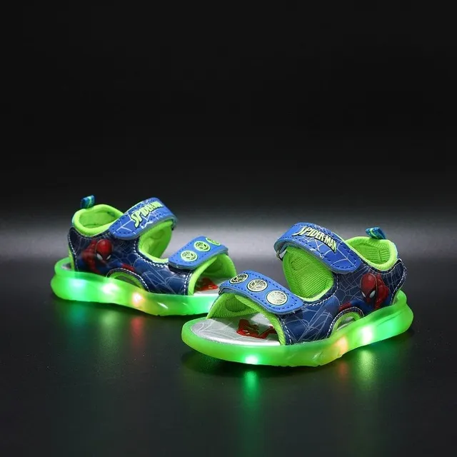 Sandale luminoase pentru băieți Spiderman