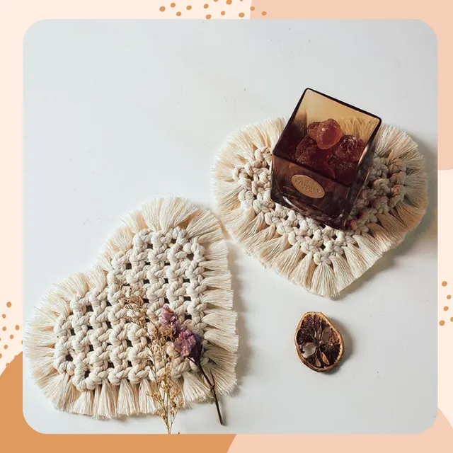 Macrame Bohemian Coasters © Zestaw 2 sztuk