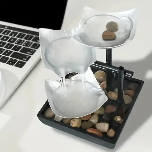 Fontaine de table intérieure moderne relaxante alimentée par USB, pompe automatique avec interrupteur, évier profond avec pierres naturelles et éclairage réfléchissant pour le salon, bureau, décoration intérieure