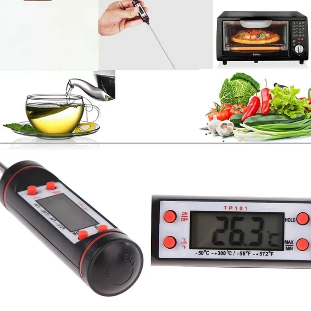 Digital kitchen thermometer with LCD display