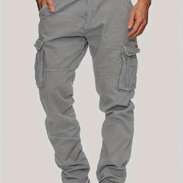 Men's cargo pants made of solid cotton with multiple pockets for every wear, to work and outdoors