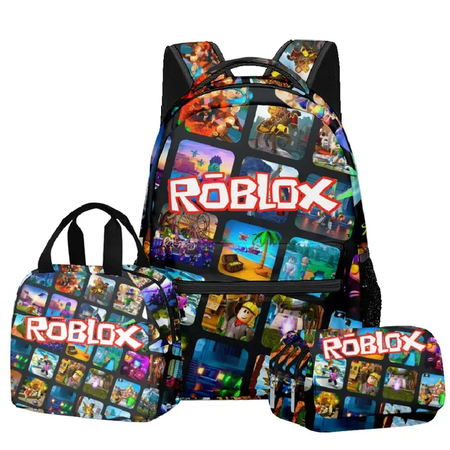 Stylish school set for children - Backpack, pencil case, lunch bag in various Roblox motifs