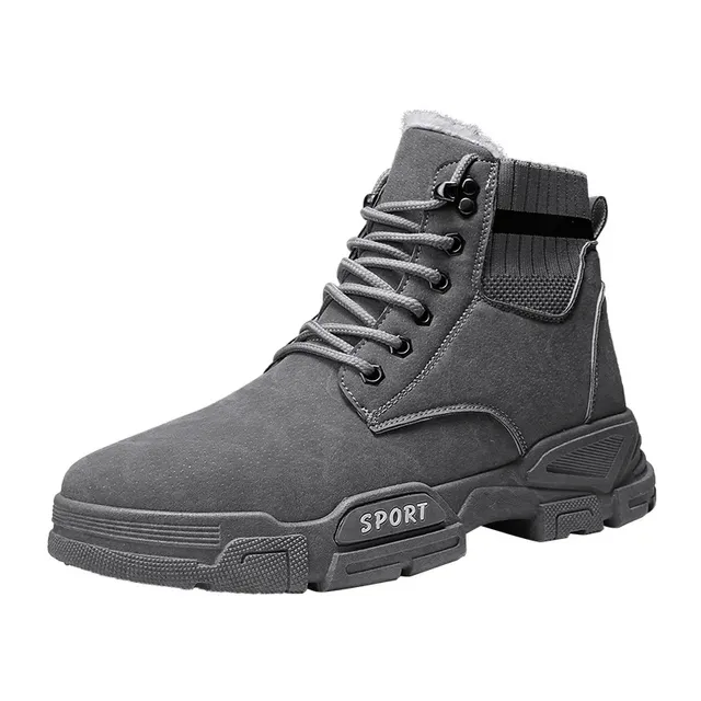 Winter men's stylish warm casual boots with thick soles