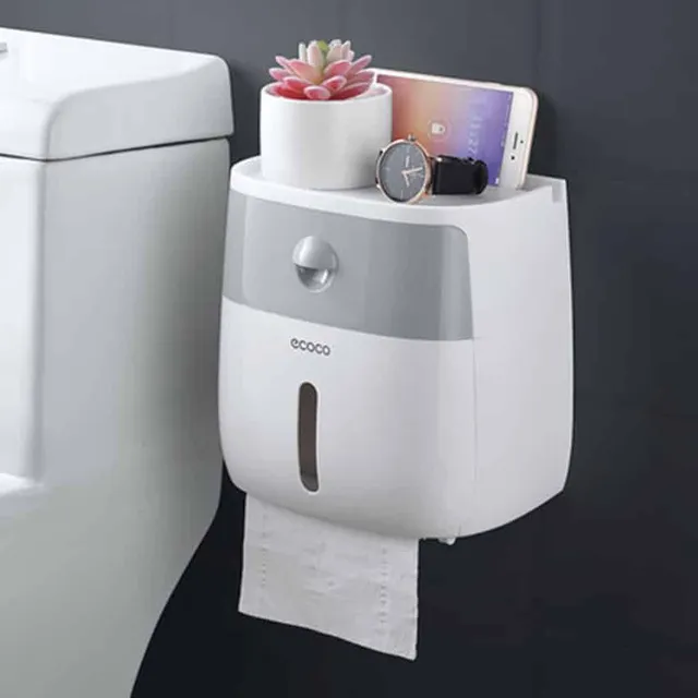 Wall mounted toilet paper holder | Shelf, Drawer