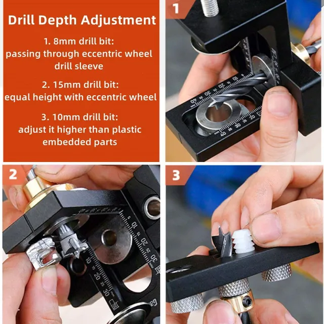 3-in-1 Universal Drilling Jig - Adjustable Pin Drill and Stop