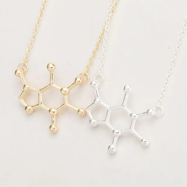 Necklace with caffeine molecules