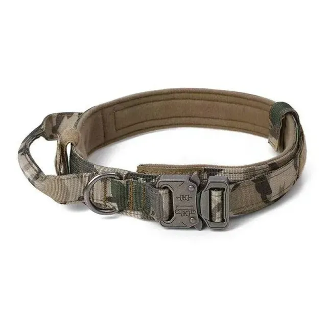 Tactical dog collar with handle for medium and large breeds