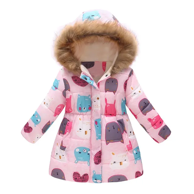 Children's winter windproof warm jacket with hood for girls B 6-7 Years