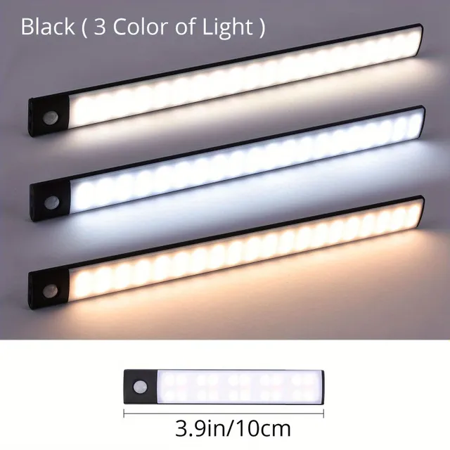 Bezdrôtová LED skriňa so snímačom pohybu - magnetické, USB nabíjanie, nočné svetlo pre kuchyňu a batériu, ideálne pre skrine, chodby, police atď.