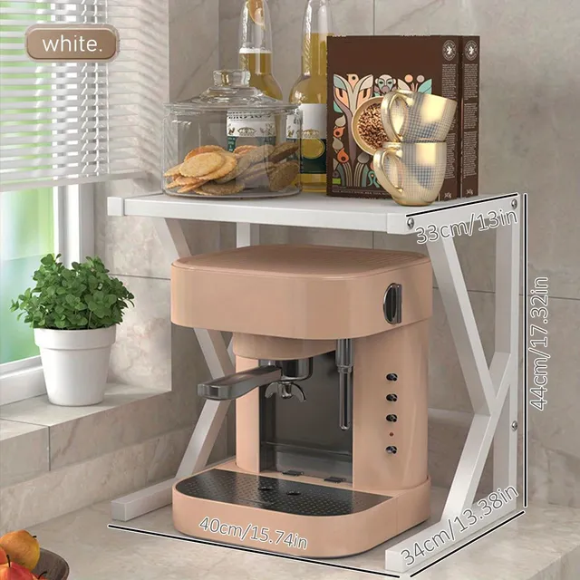 Multifunctional double-storey storage rack for microwave oven - on worktop