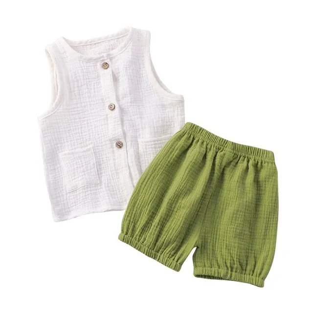 Children's classic summer set of buttons and shorts with elastic waist